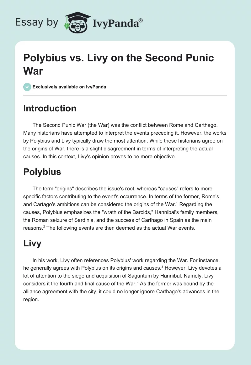 Polybius vs. Livy on the Second Punic War. Page 1