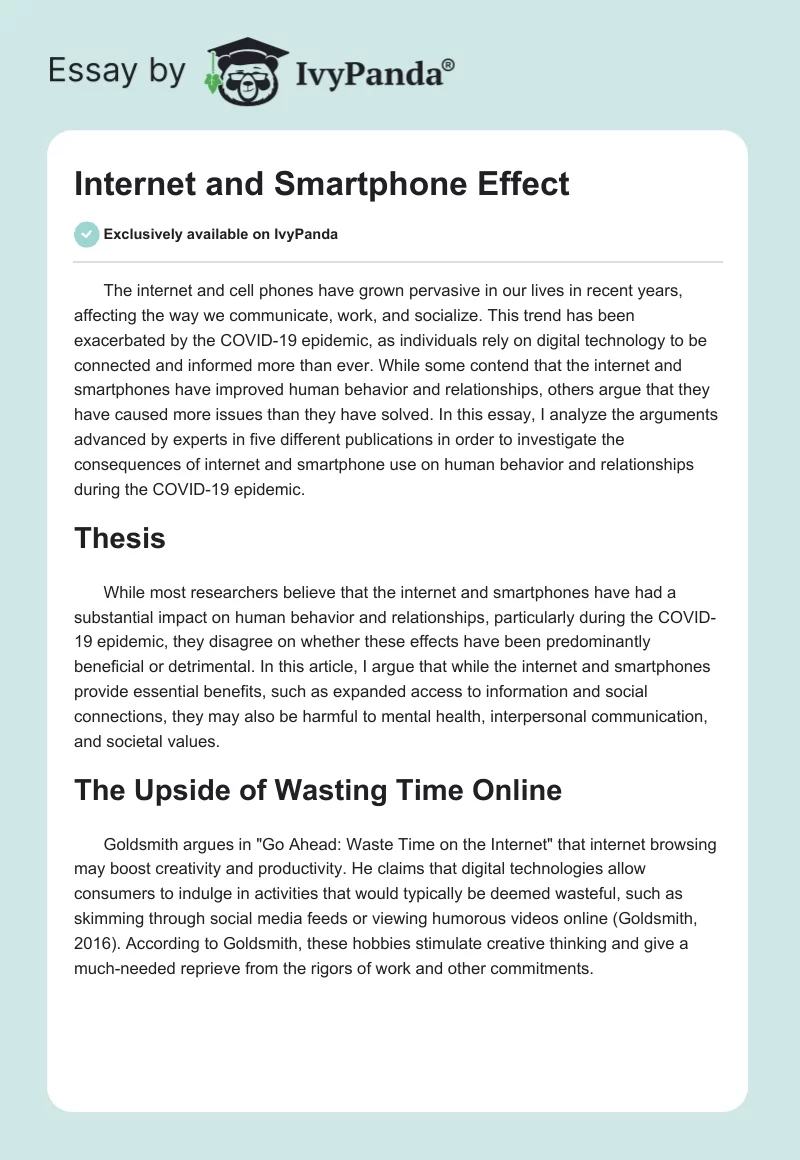 Internet and Smartphone Effect. Page 1