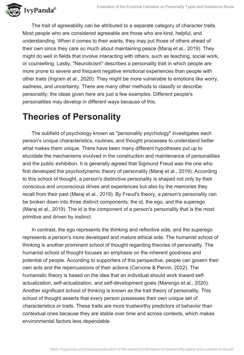 Evaluation of the Empirical Literature on Personality Types and Substance Abuse. Page 2