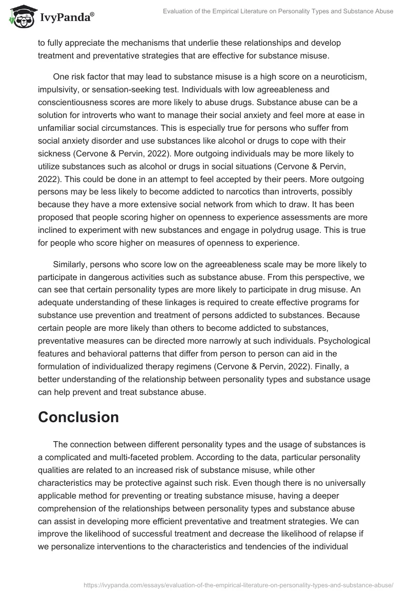 Evaluation of the Empirical Literature on Personality Types and Substance Abuse. Page 4