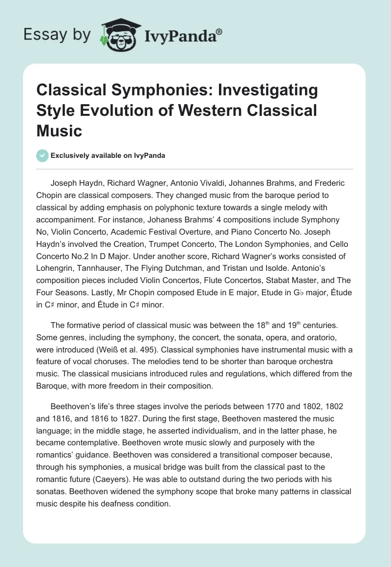 Classical Symphonies: Investigating Style Evolution of Western Classical Music. Page 1