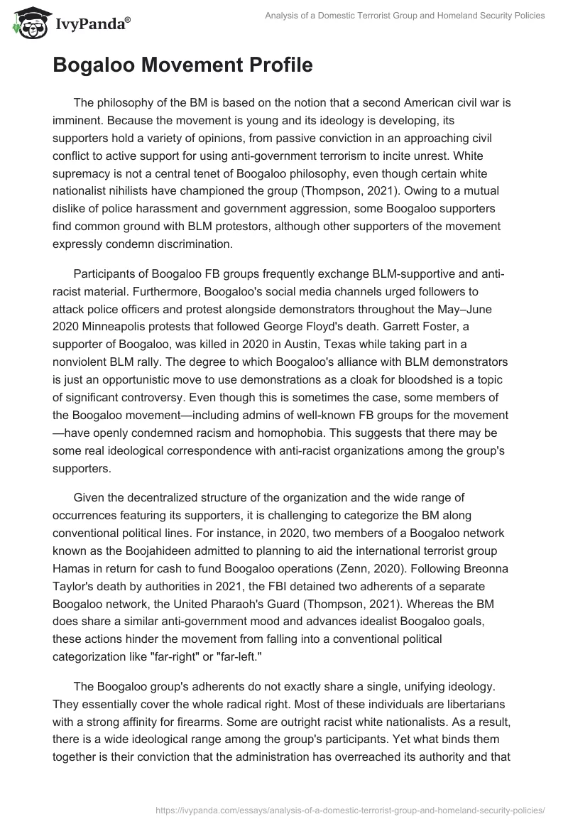 Analysis of a Domestic Terrorist Group and Homeland Security Policies. Page 3