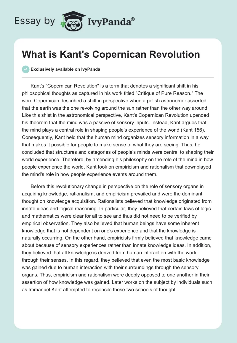 What is Kant's "Copernican Revolution". Page 1
