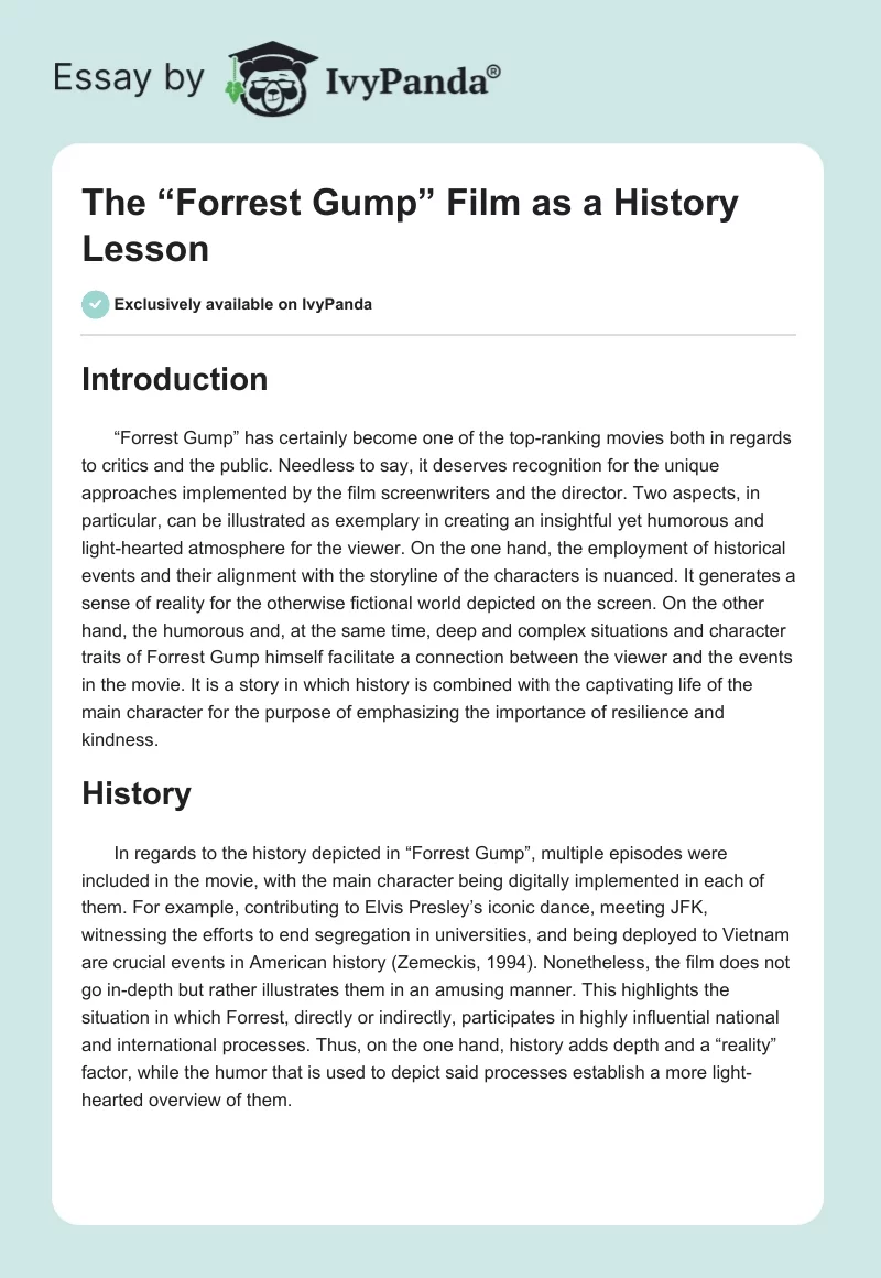 The “Forrest Gump” Film as a History Lesson. Page 1