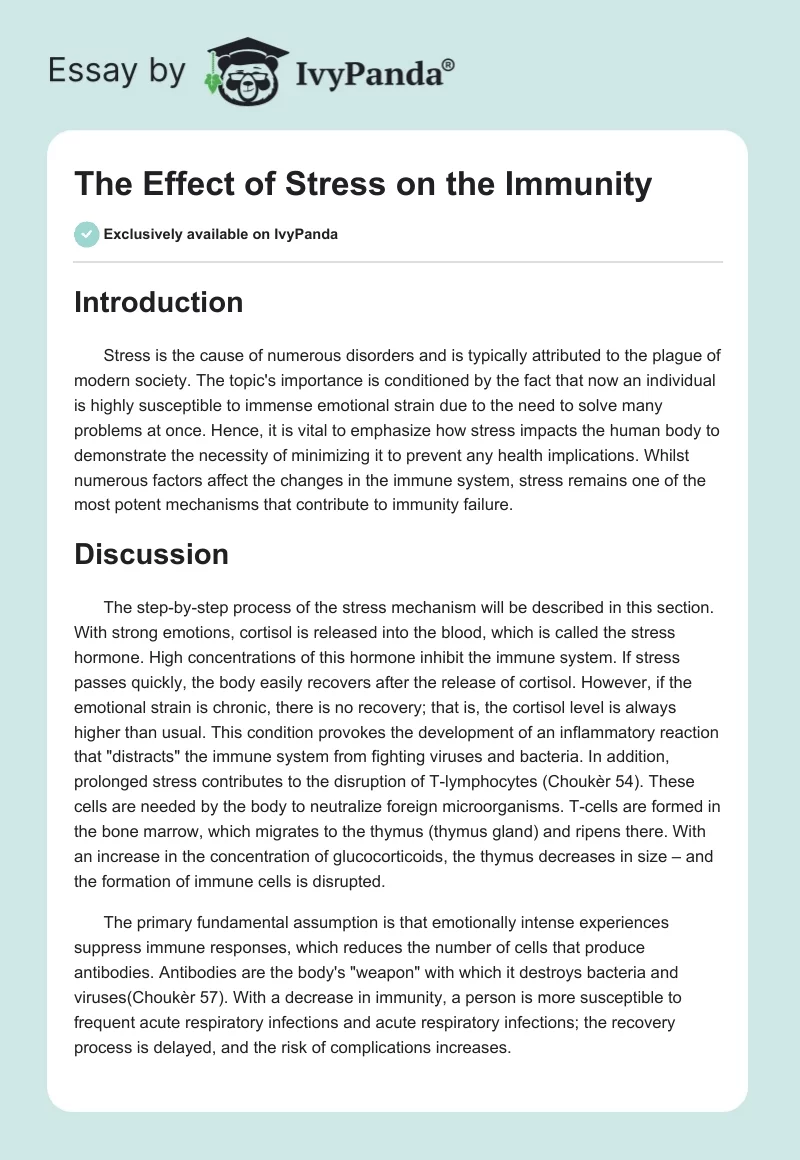 The Effect of Stress on the Immunity. Page 1