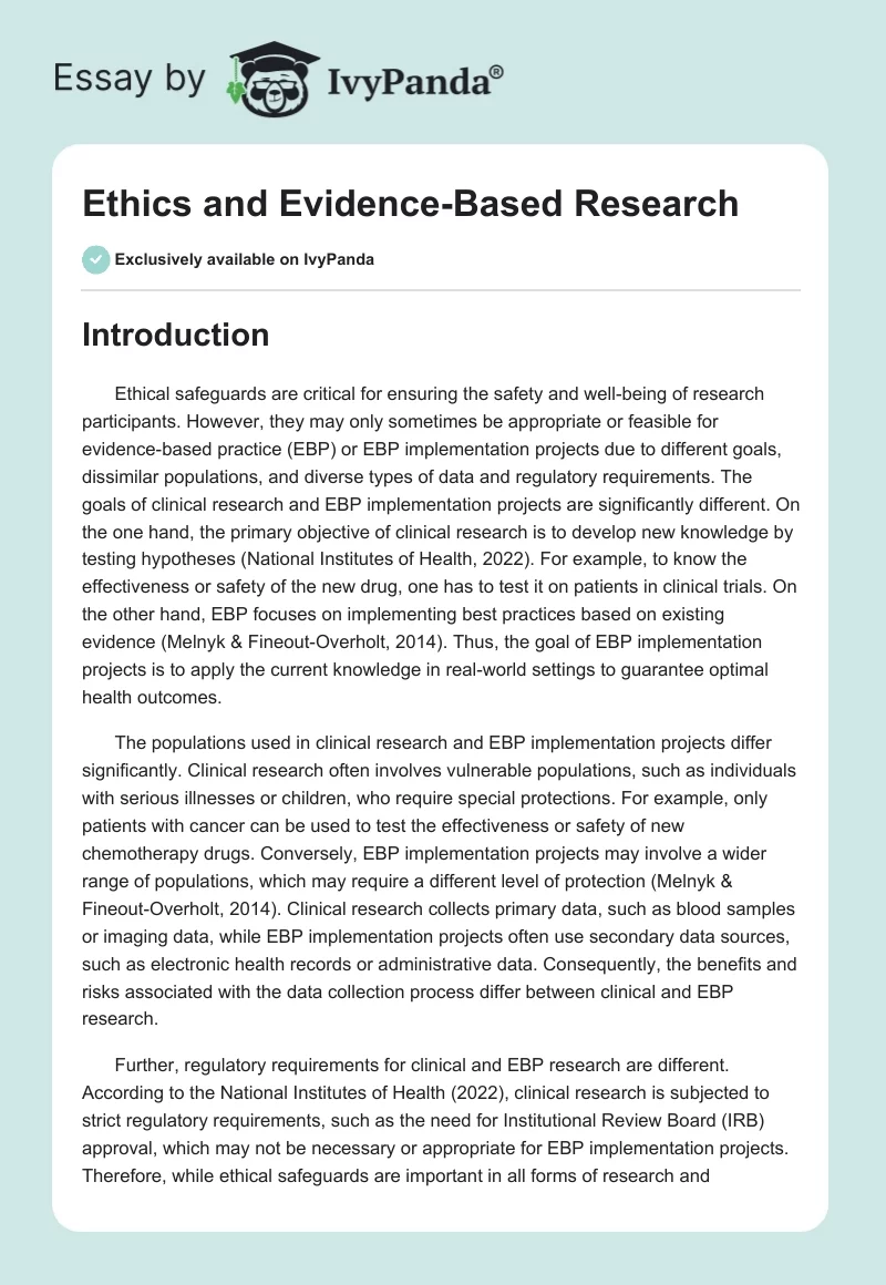 Ethics and Evidence-Based Research. Page 1