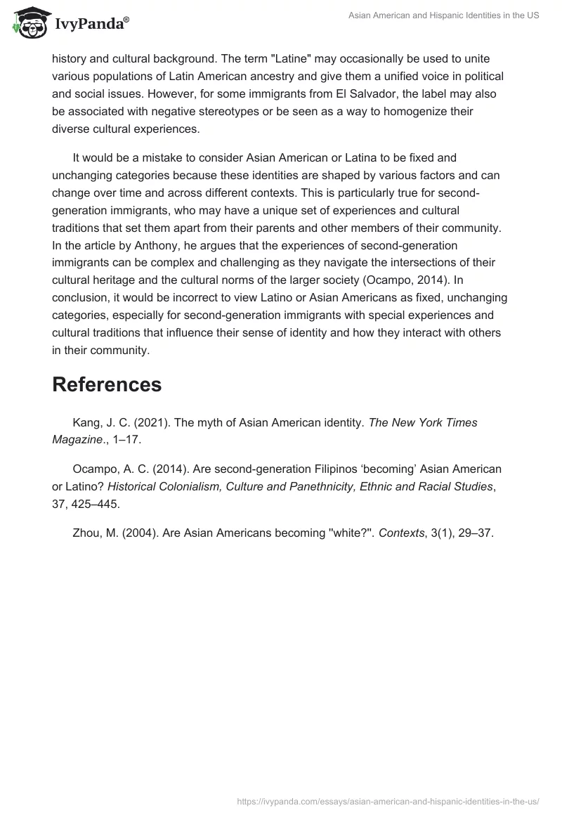 Asian American and Hispanic Identities in the US. Page 2