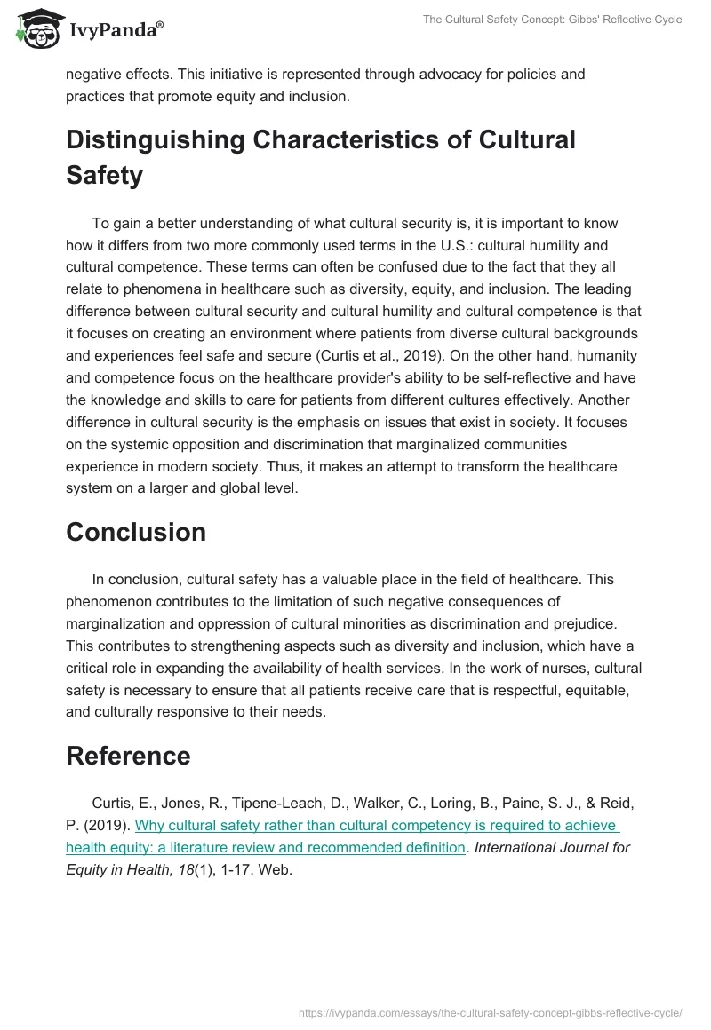 The Cultural Safety Concept: Gibbs' Reflective Cycle. Page 2