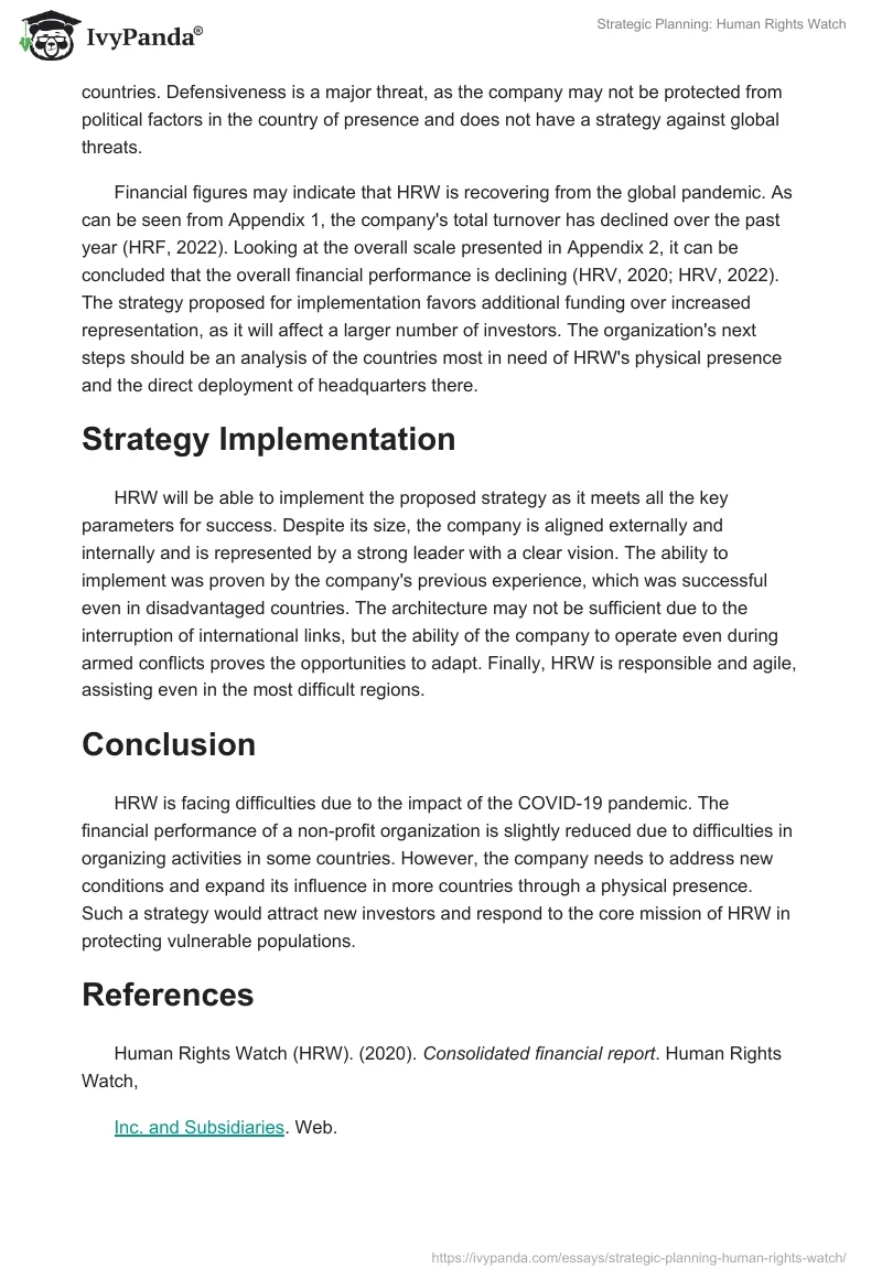 Strategic Planning: Human Rights Watch. Page 2