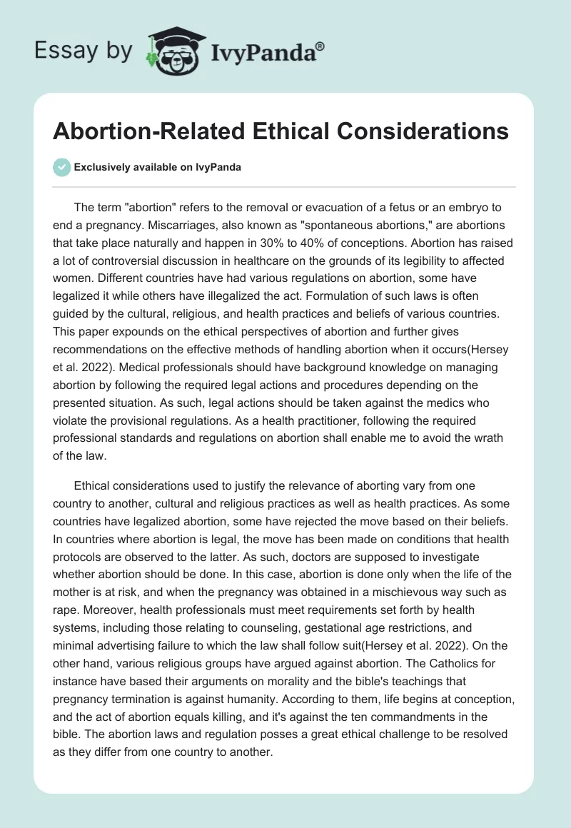 Abortion-Related Ethical Considerations. Page 1