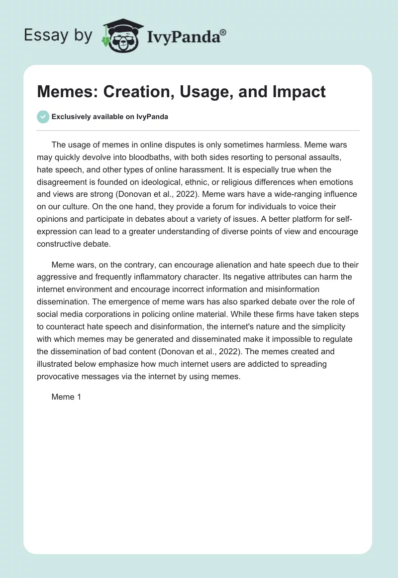 Memes: Creation, Usage, and Impact. Page 1