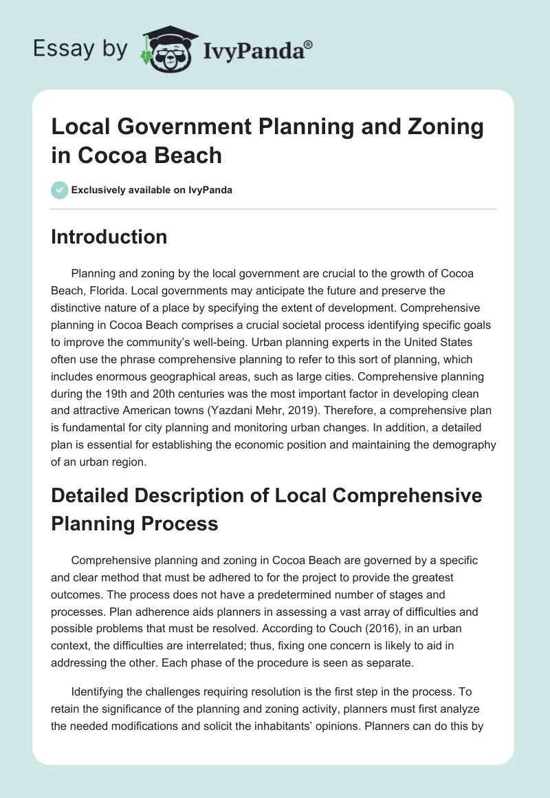 Local Government Planning and Zoning in Cocoa Beach. Page 1