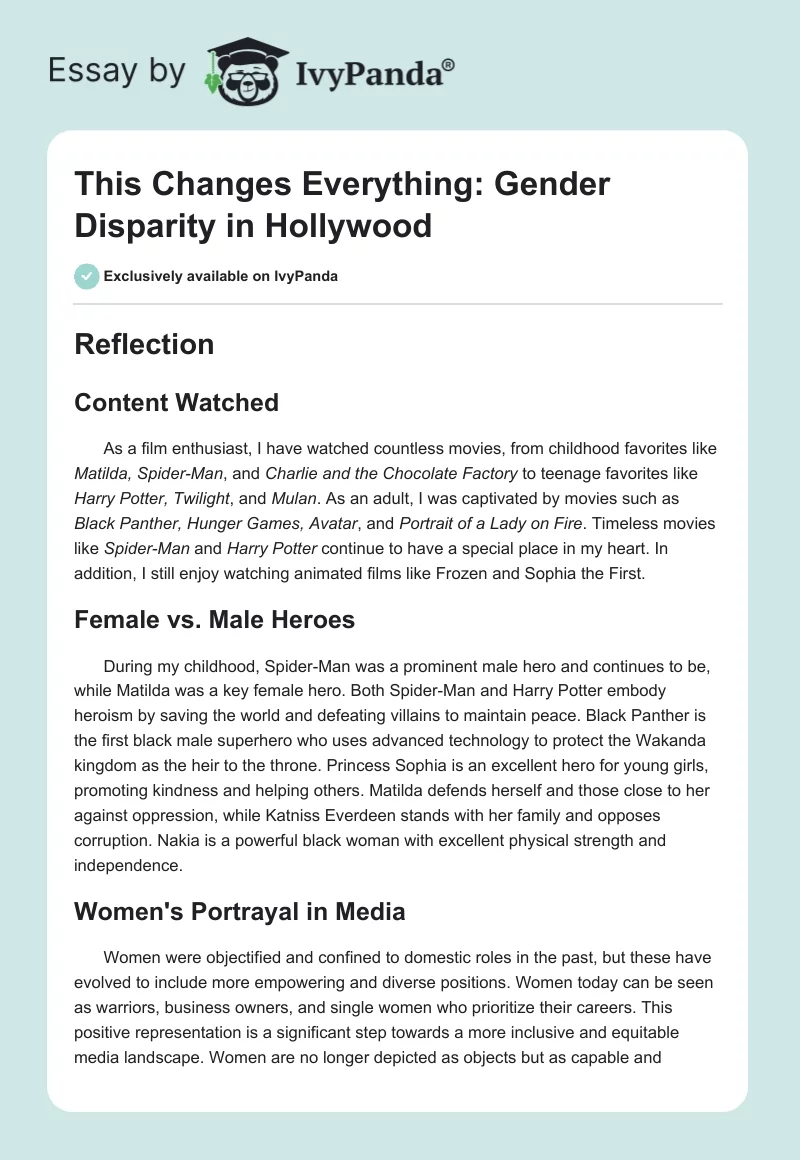 This Changes Everything: Gender Disparity in Hollywood. Page 1