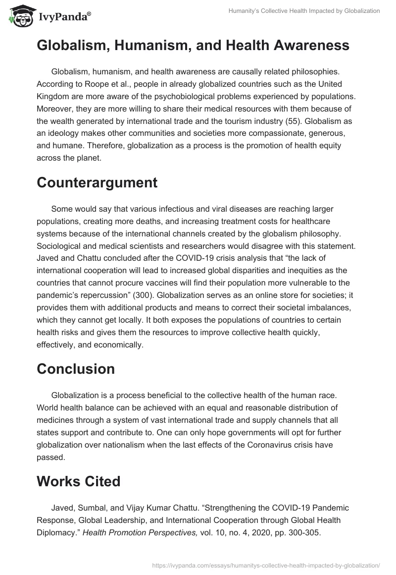Humanity’s Collective Health Impacted by Globalization. Page 2