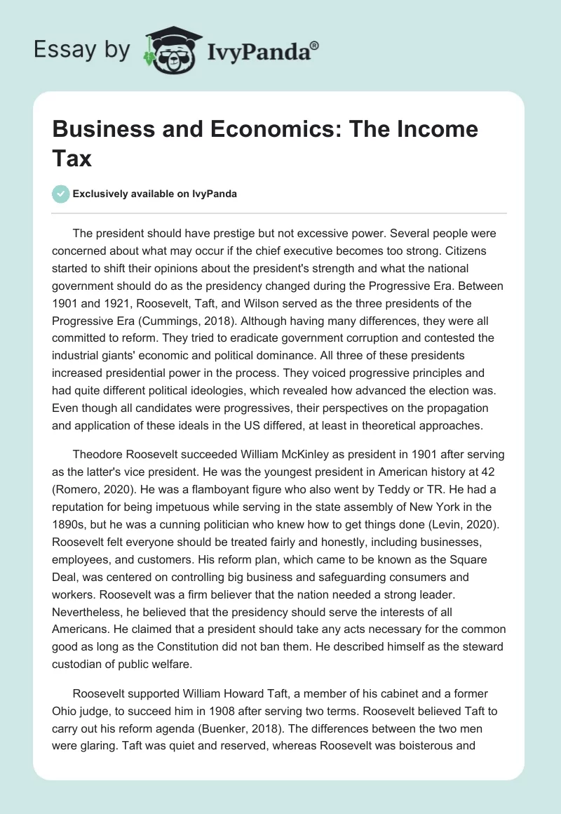 Business and Economics: The Income Tax. Page 1