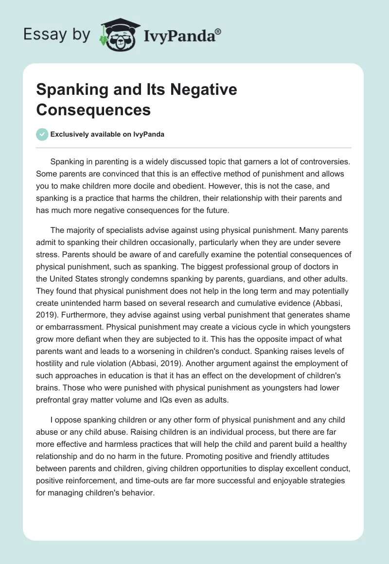 Spanking and Its Negative Consequences. Page 1