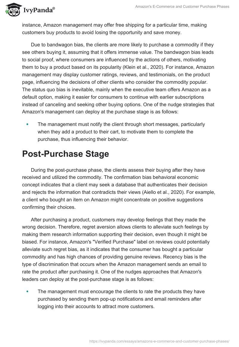 Amazon's E-Commerce and Customer Purchase Phases. Page 4