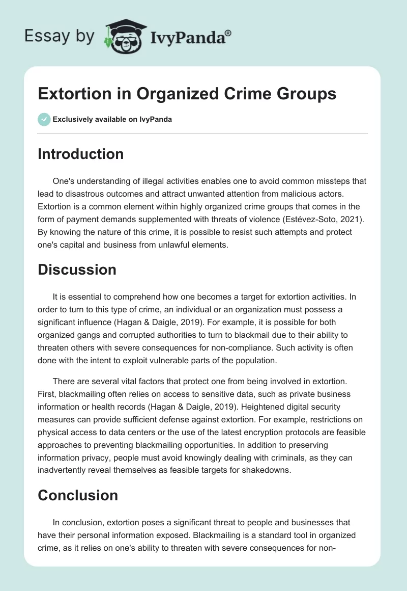 Extortion in Organized Crime Groups. Page 1