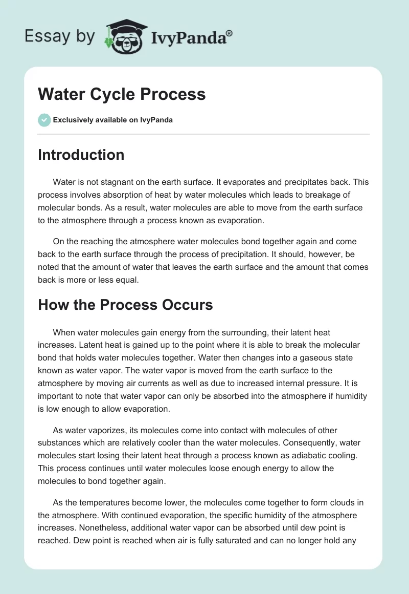 Water Cycle Process. Page 1