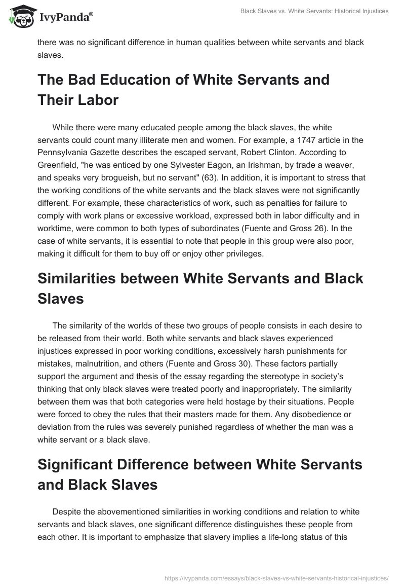 Black Slaves vs. White Servants: Historical Injustices. Page 2