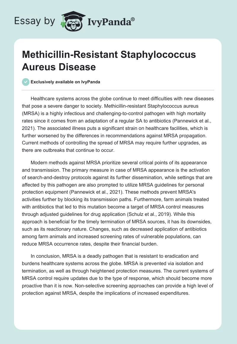 Methicillin-Resistant Staphylococcus Aureus Disease. Page 1
