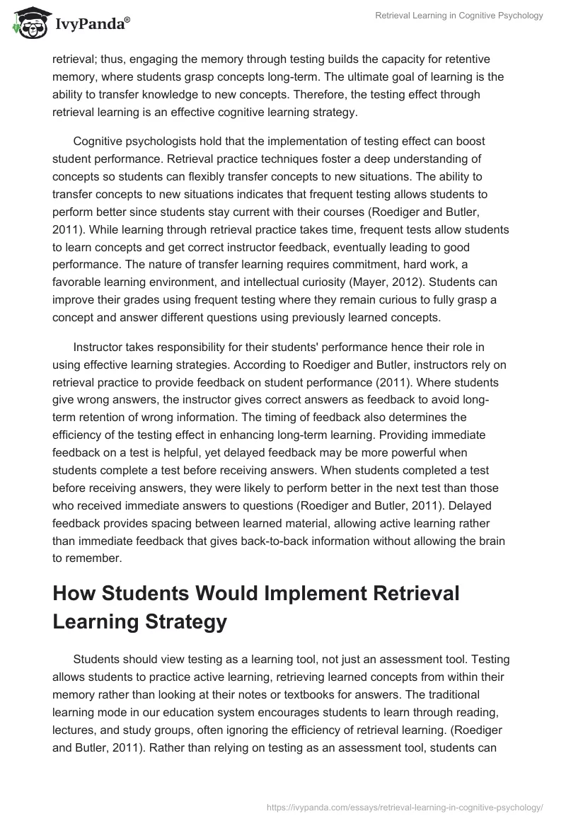 Retrieval Learning in Cognitive Psychology. Page 3