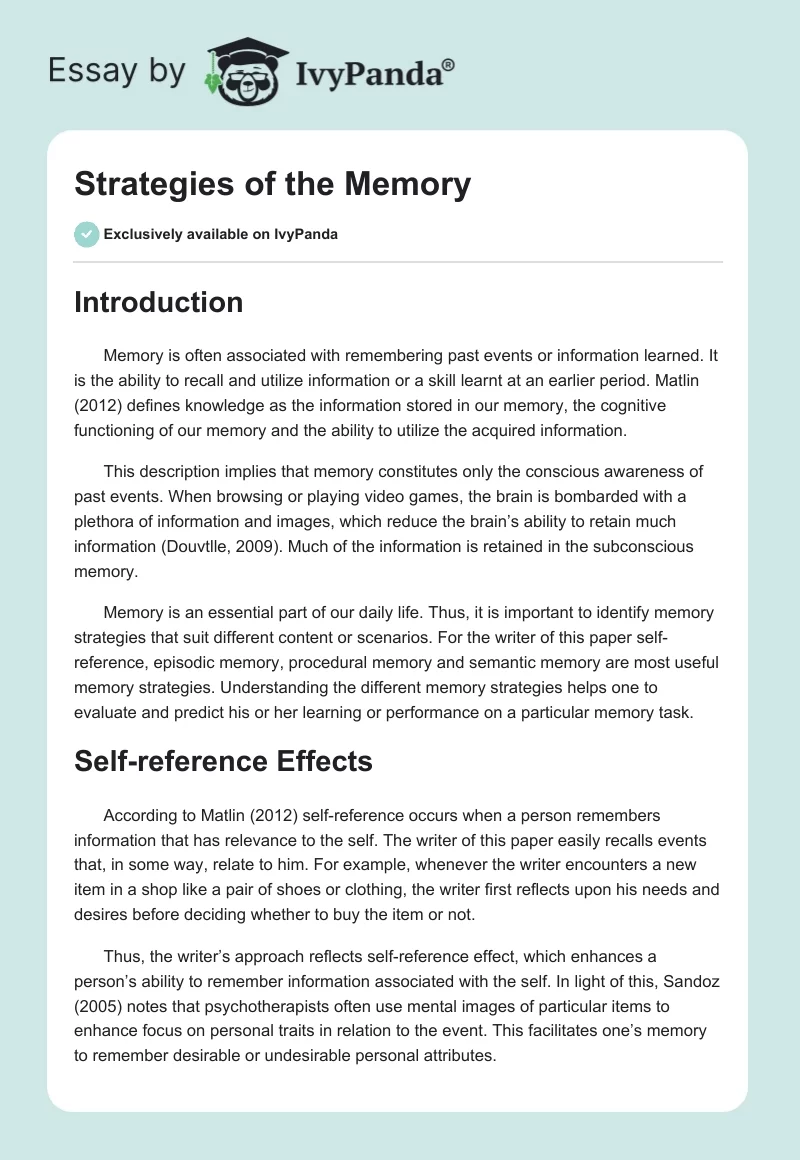 Strategies of the Memory. Page 1