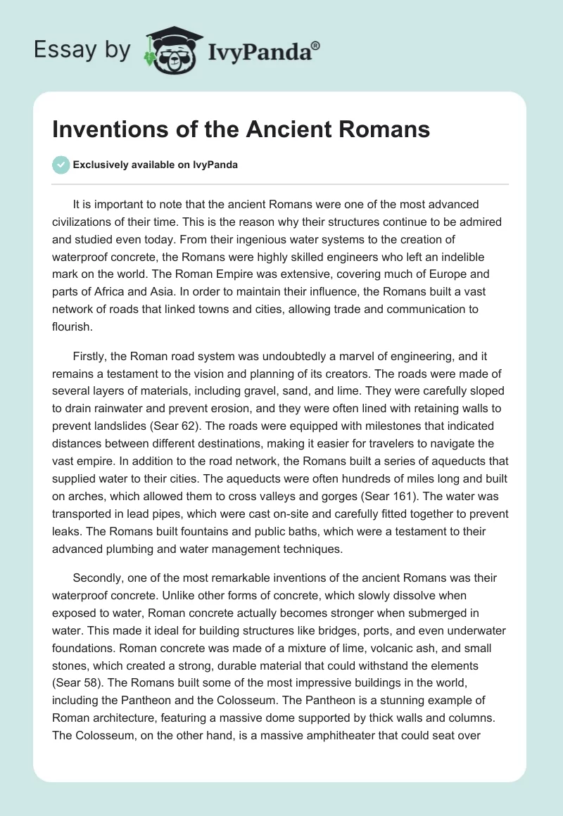 Inventions of the Ancient Romans. Page 1