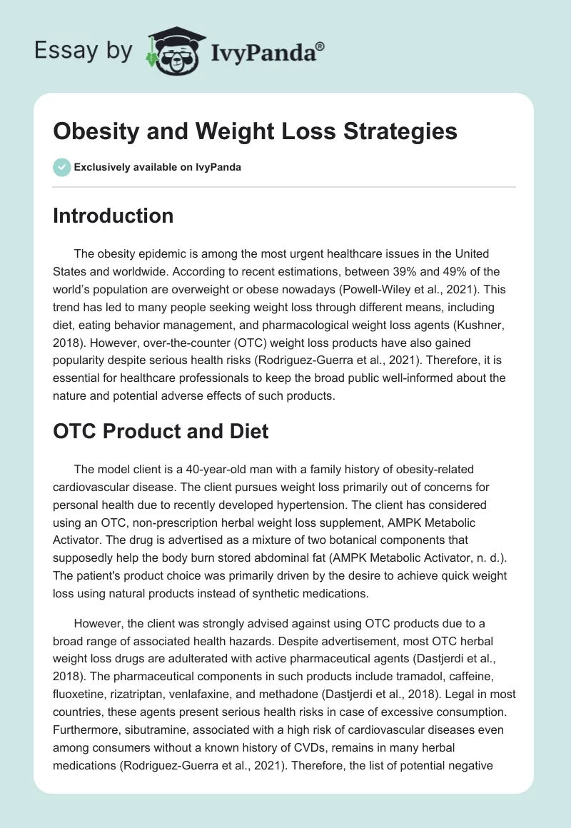Obesity and Weight Loss Strategies. Page 1