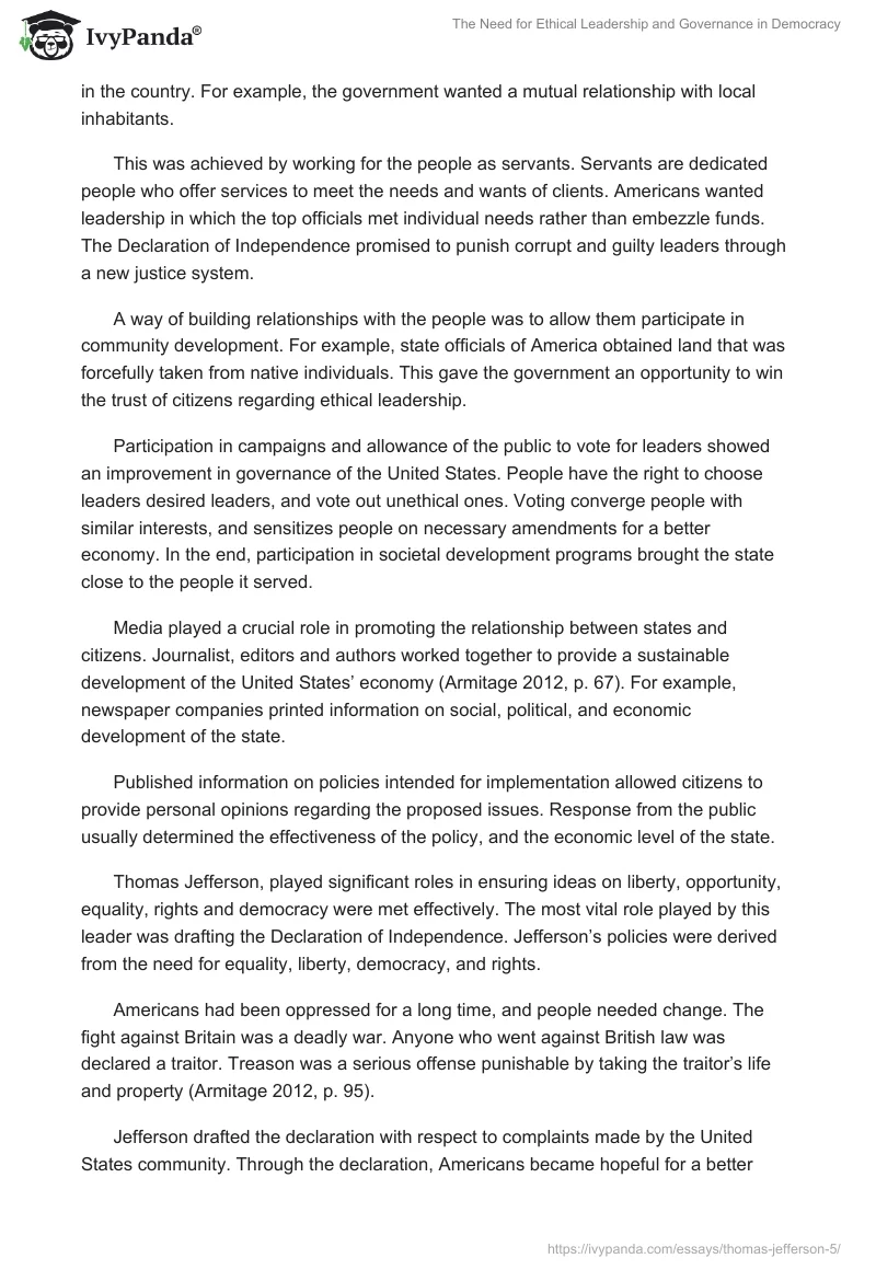 The Need for Ethical Leadership and Governance in Democracy. Page 2