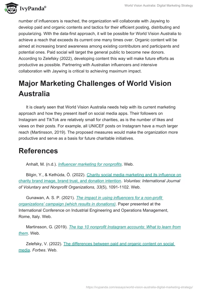 World Vision Australia: Digital Marketing Strategy. Page 2