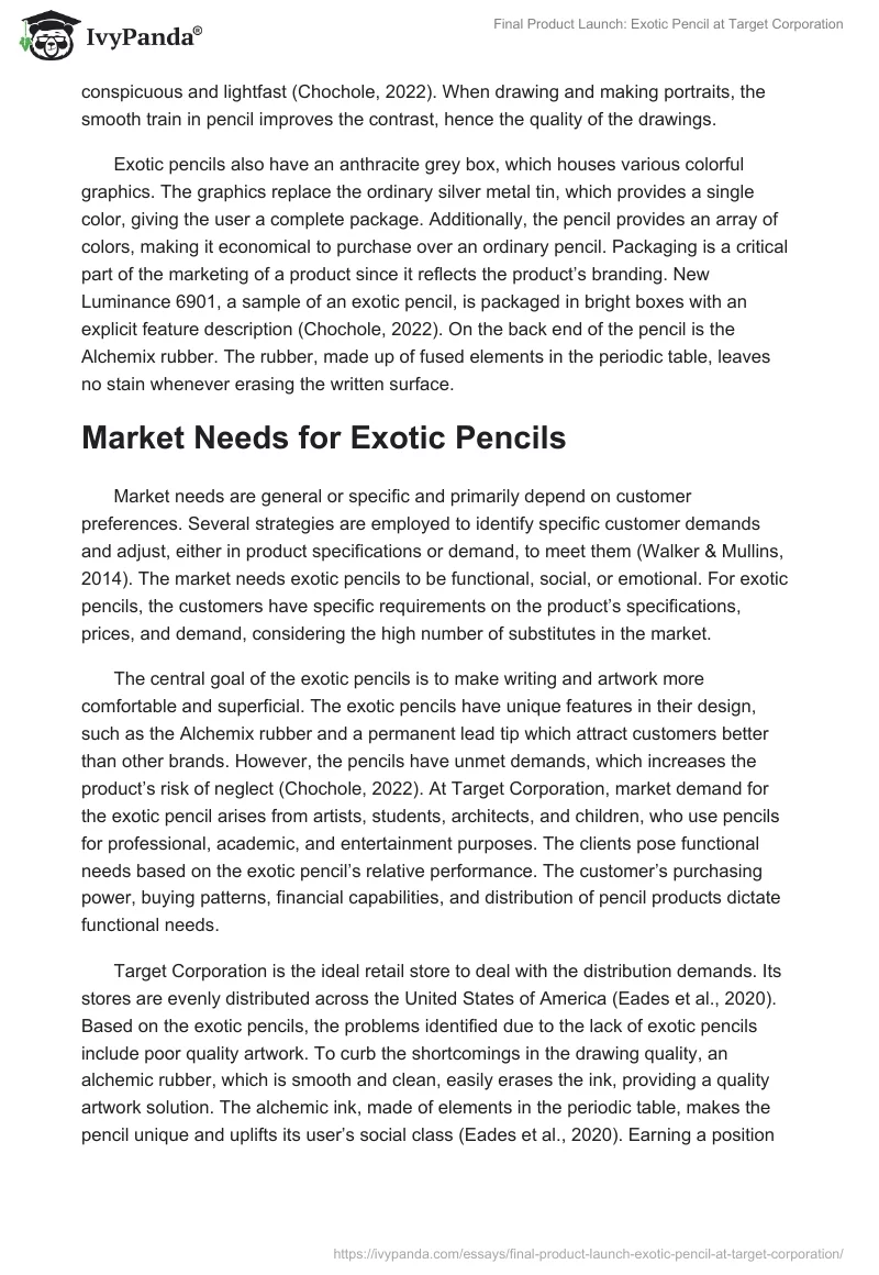 Final Product Launch: Exotic Pencil at Target Corporation. Page 2