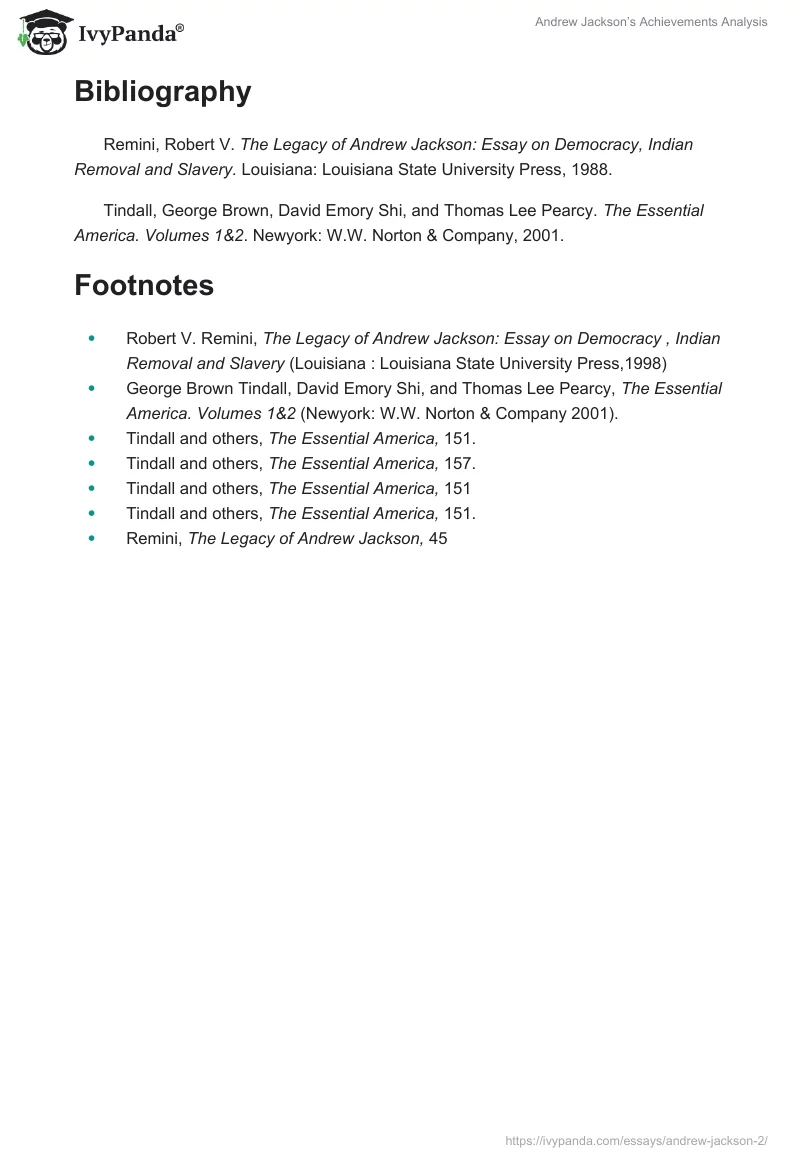 Andrew Jackson’s Achievements Analysis. Page 4