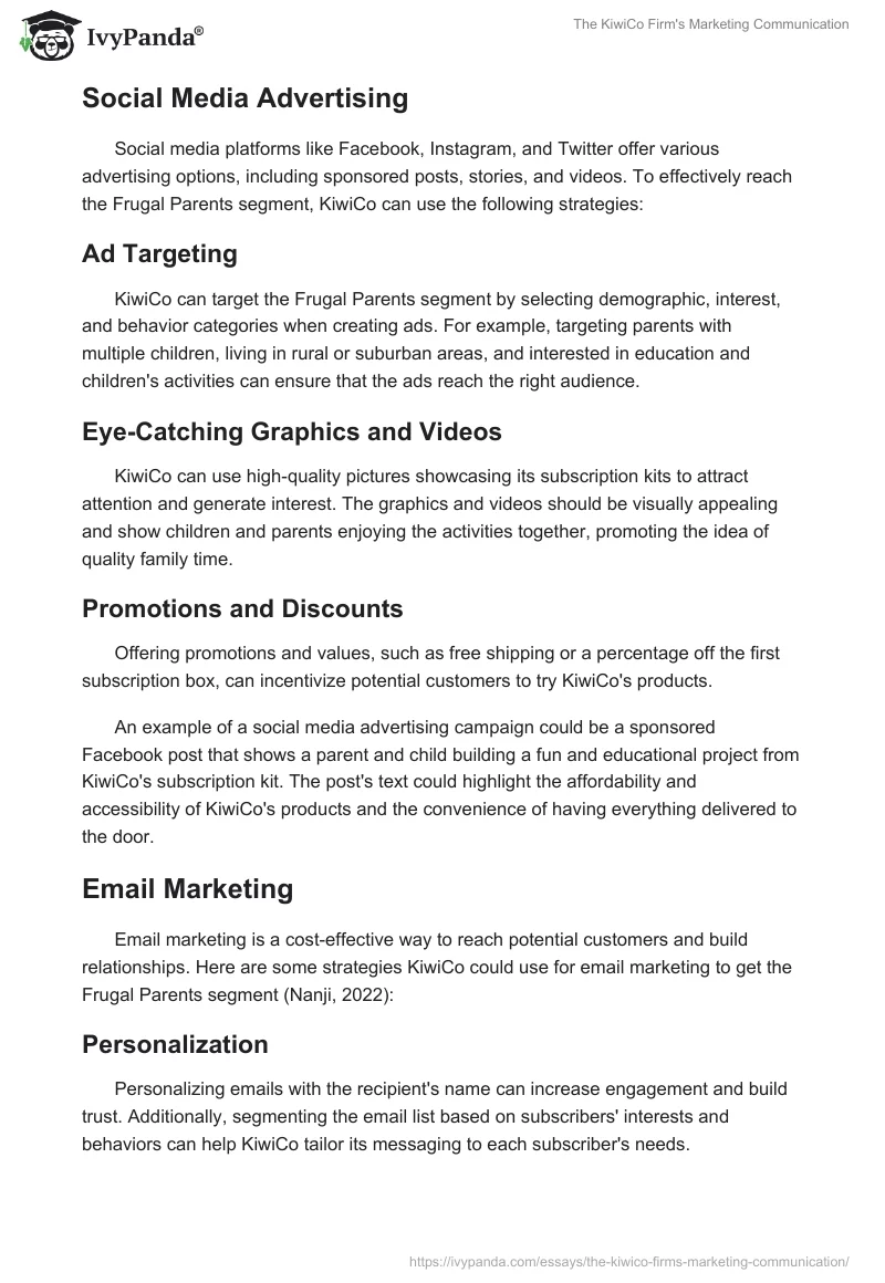 The KiwiCo Firm's Marketing Communication. Page 3