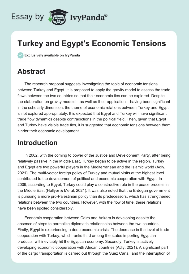 Turkey and Egypt's Economic Tensions. Page 1