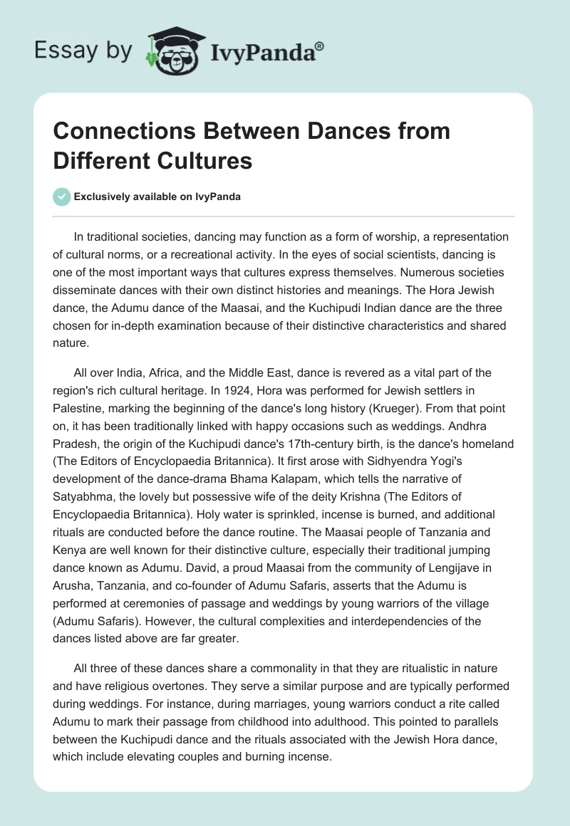 Connections Between Dances from Different Cultures. Page 1
