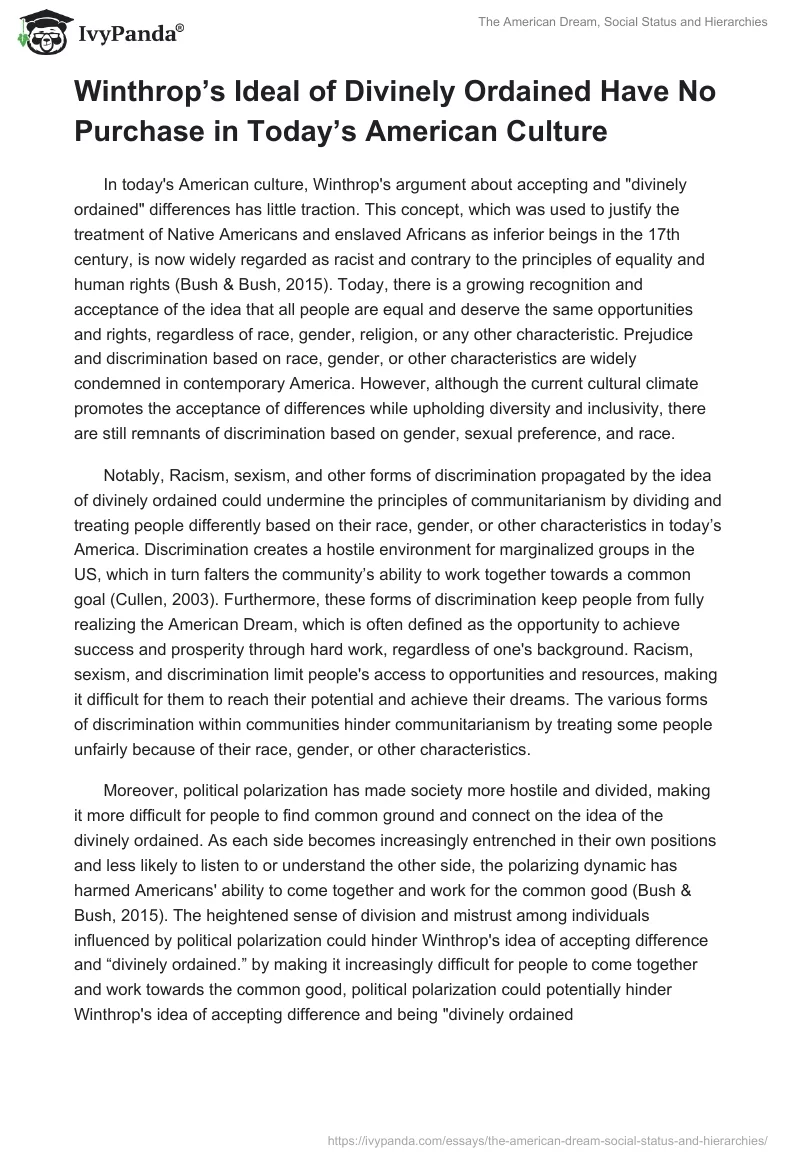The American Dream, Social Status and Hierarchies. Page 3