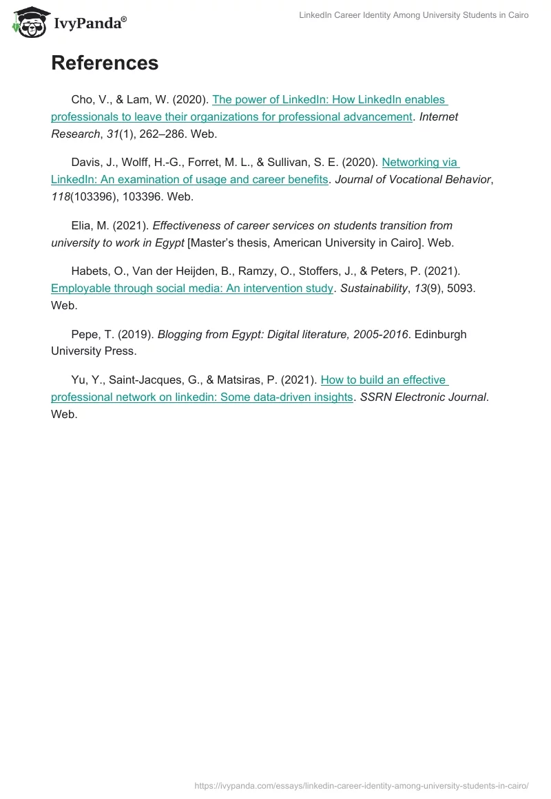 LinkedIn Career Identity Among University Students in Cairo. Page 3