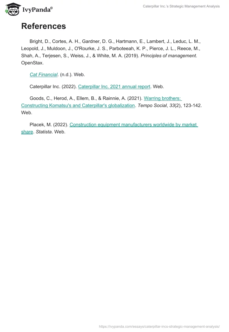 Caterpillar Inc.’s Strategic Management Analysis. Page 3