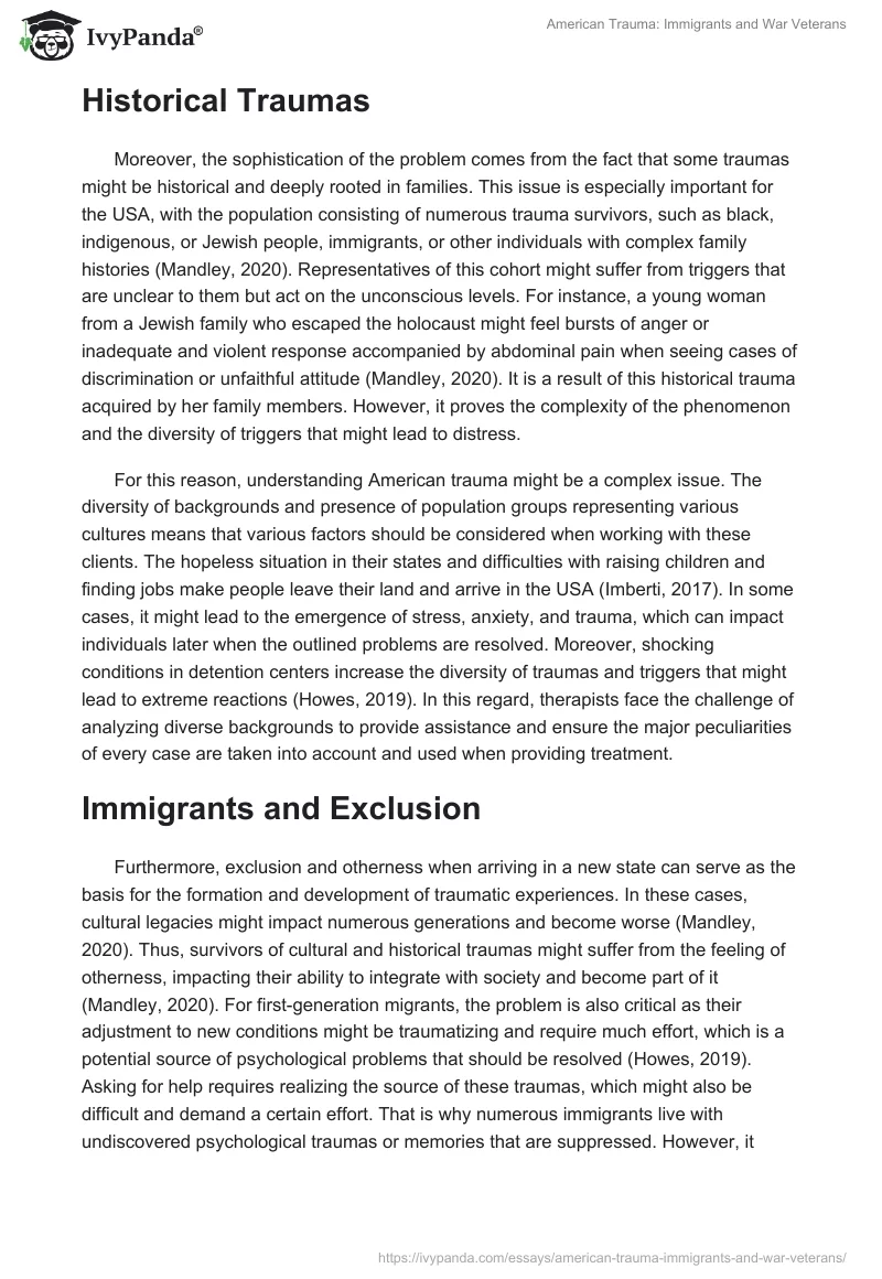 American Trauma: Immigrants and War Veterans. Page 2