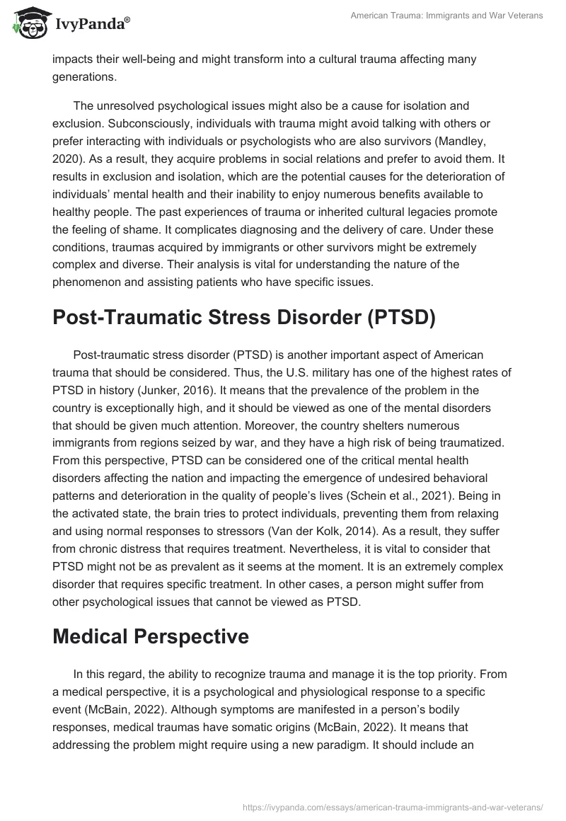 American Trauma: Immigrants and War Veterans. Page 3