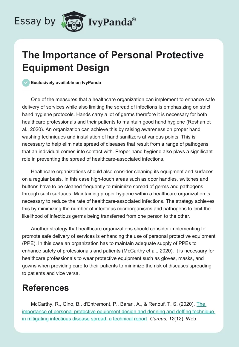 The Importance of Personal Protective Equipment Design. Page 1