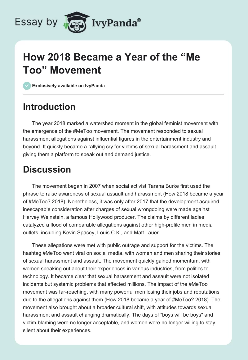 How 2018 Became a Year of the “Me Too” Movement. Page 1