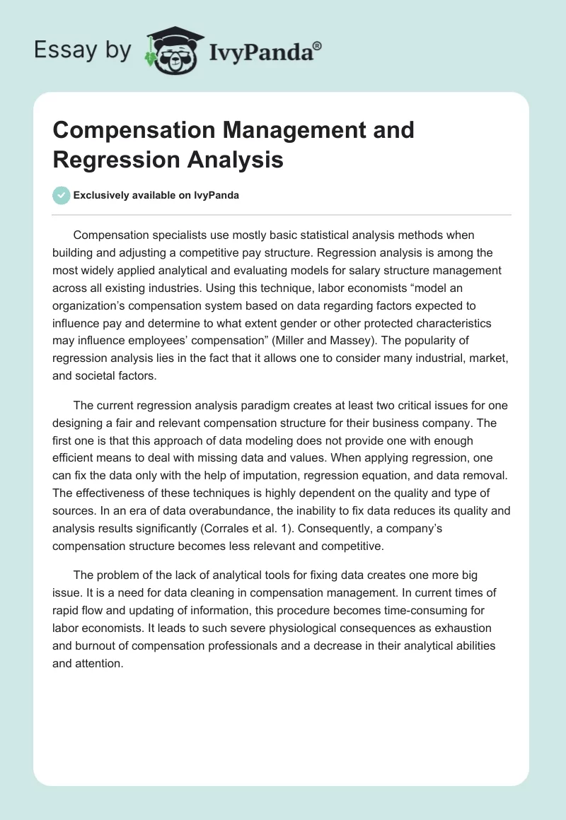 Compensation Management and Regression Analysis. Page 1