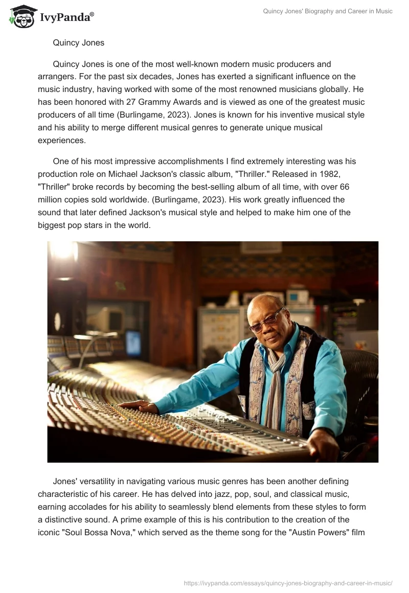 Quincy Jones' Biography and Career in Music. Page 2