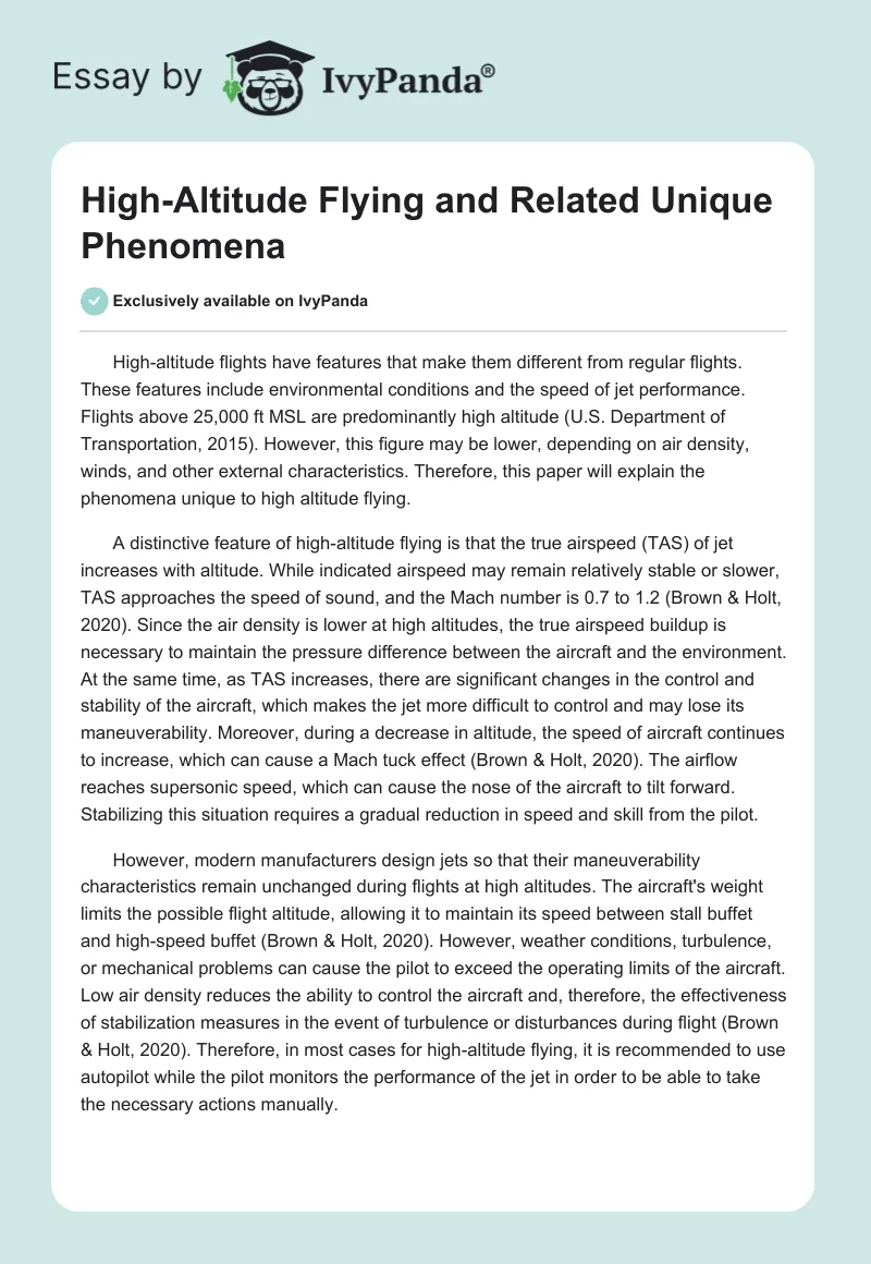 High-Altitude Flying and Related Unique Phenomena. Page 1