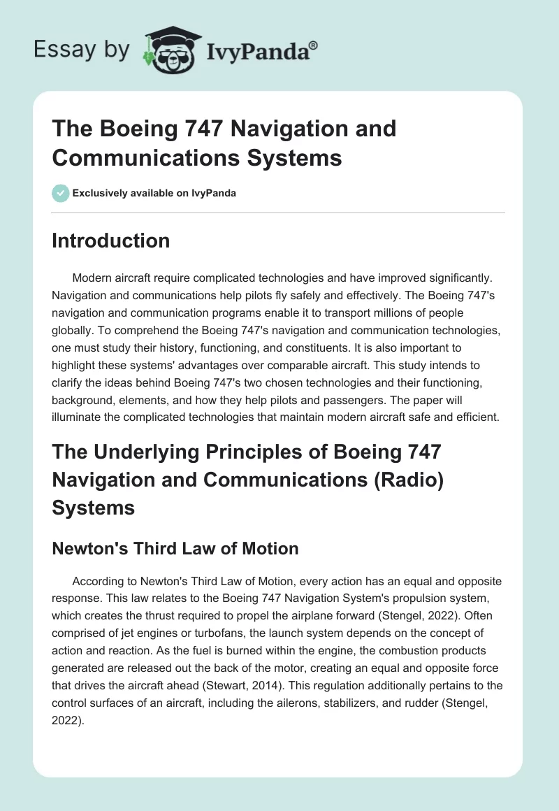 The Boeing 747 Navigation and Communications Systems. Page 1