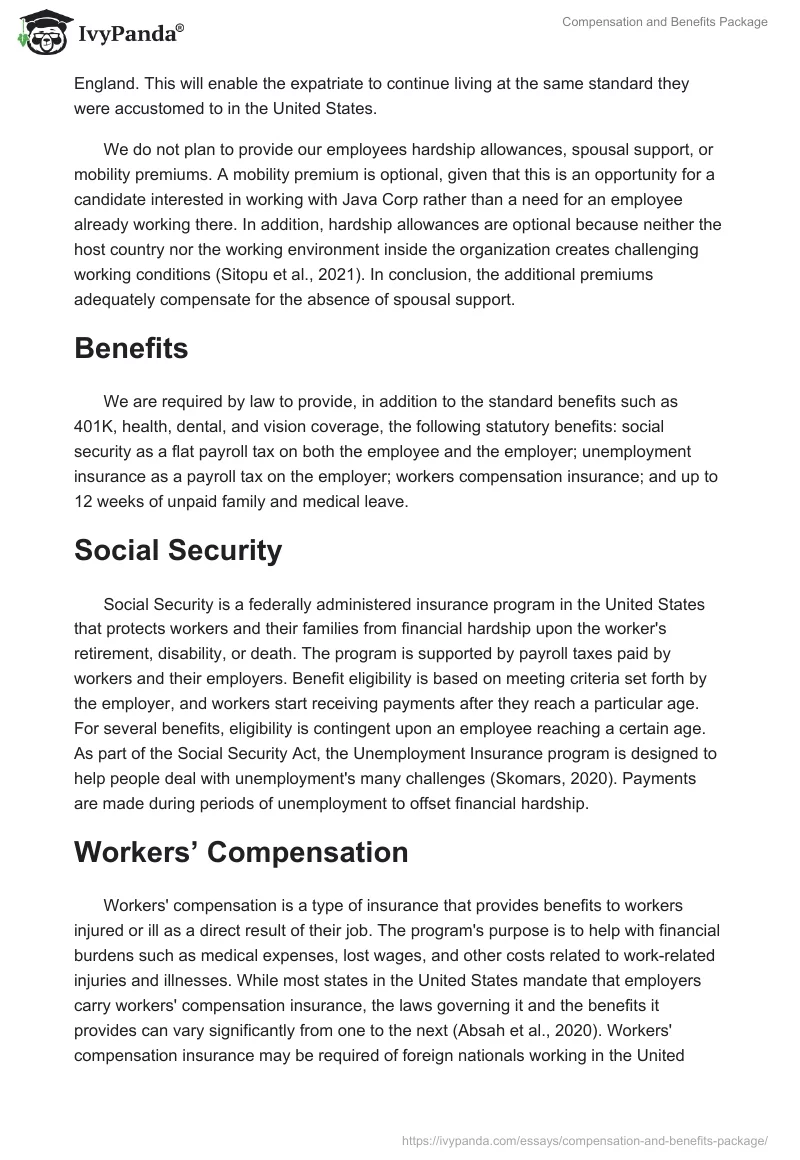 Compensation and Benefits Package. Page 2