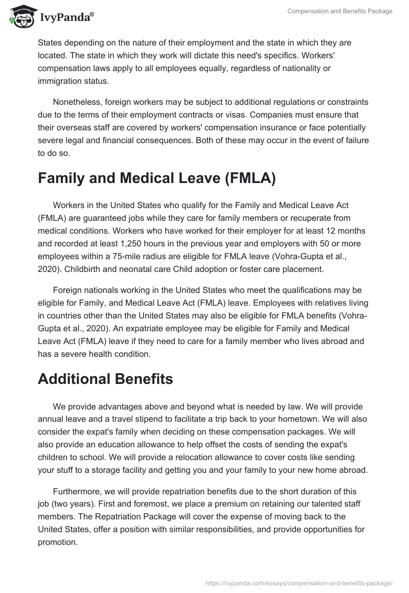Compensation and Benefits Package. Page 3