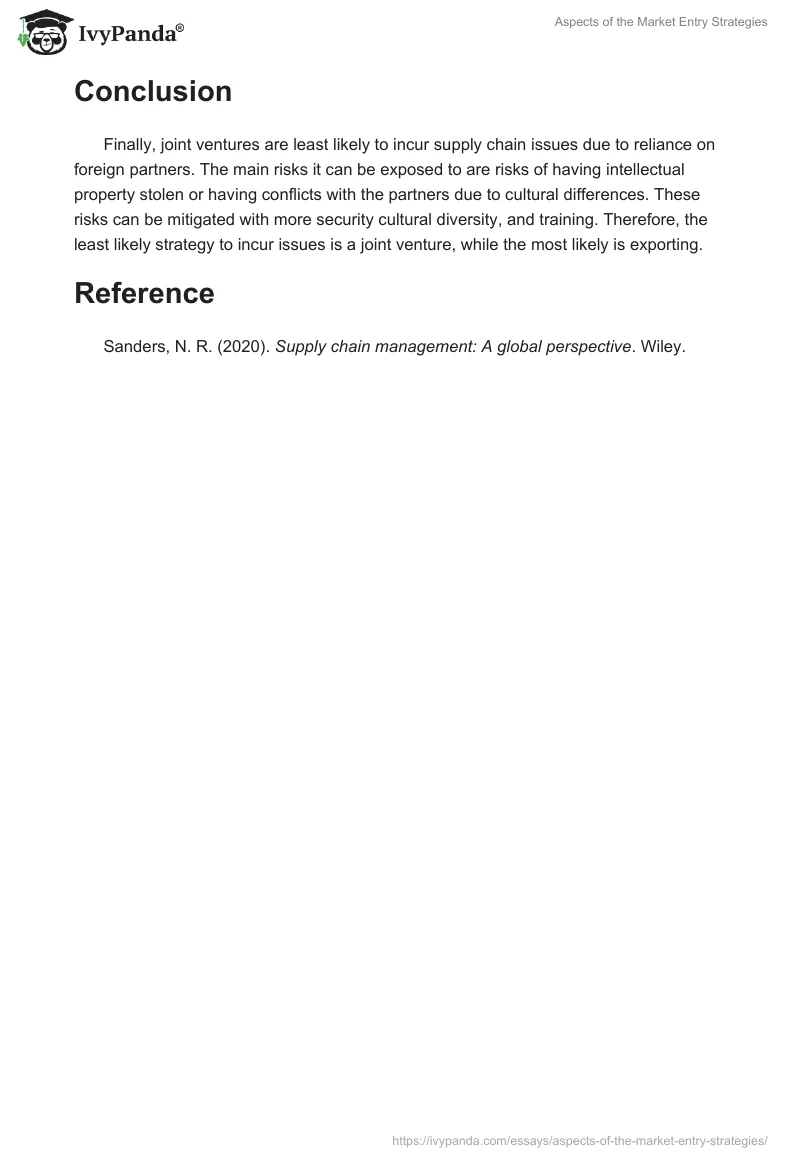 Aspects of the Market Entry Strategies. Page 2